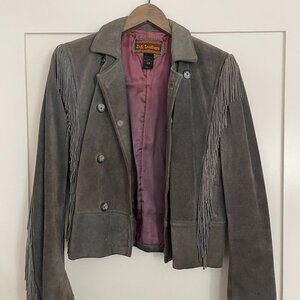 Vintage Leather/Suede Gray Jacket with Fringe
